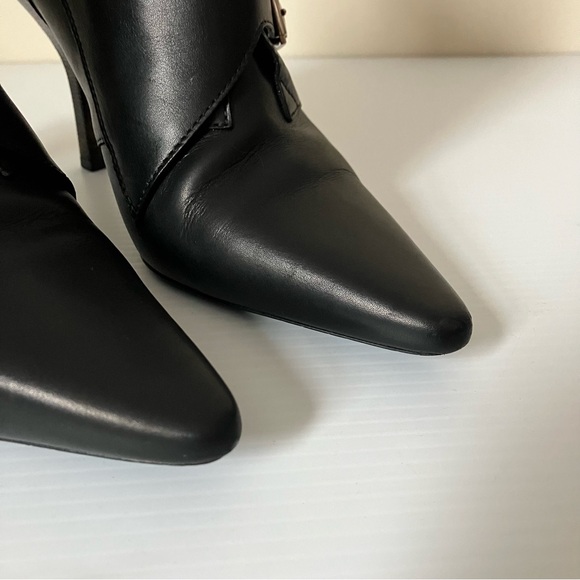 Louis Vuitton Black Leather LV Logo Janet Ankle Buckle Heeled Boots size 38 - Picture 6 of 15